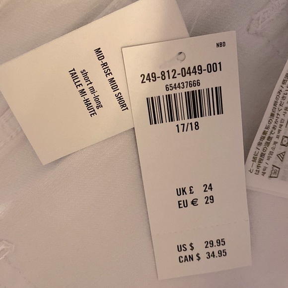 Abercrombie and Fitch Kids Mid Rise MIDI Shorts White Fringe NWT 17/18 Regular - Picture 7 of 9